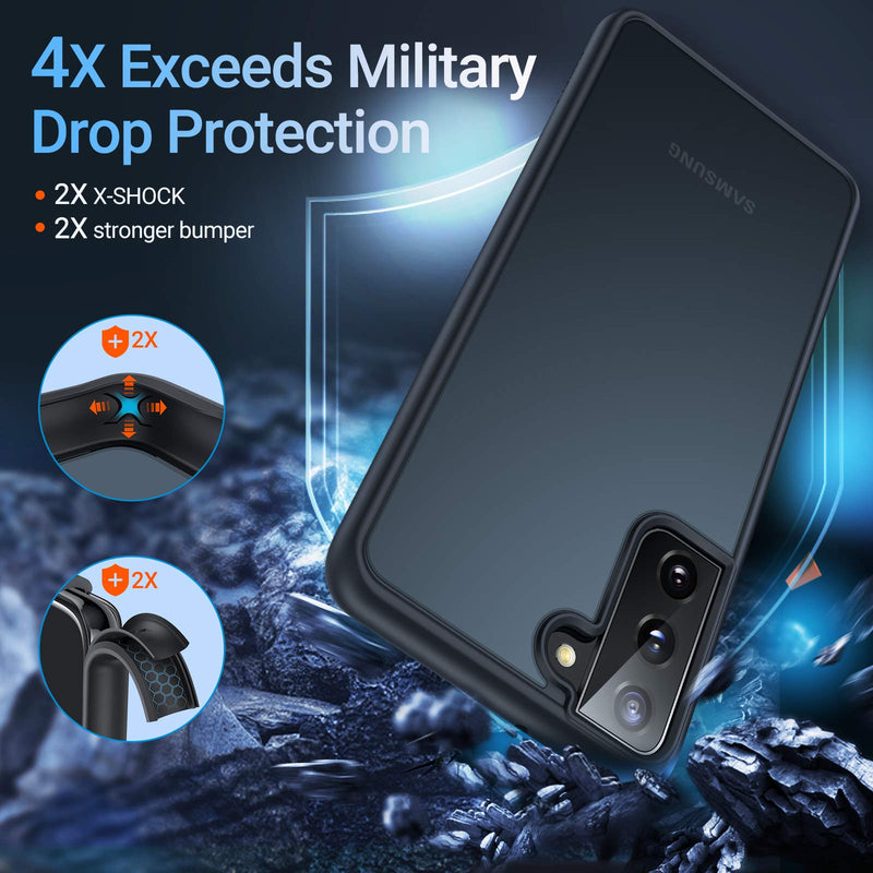 TORRAS Shockproof Designed for Samsung Galaxy S21+ Plus Case 6.7'' [6FT Military Drop Protection] [Semi-Clear] Matte Hard Back & Soft Edge Slim Galaxy S21+ Plus Case 5G Guardian Series, Frost Black