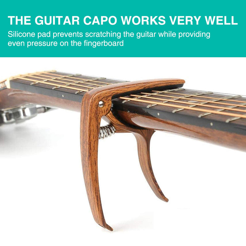 SIIWOO Guitar Capo for Acoustic Guitar, Ukulele Electric Capo(Woodgrain color)