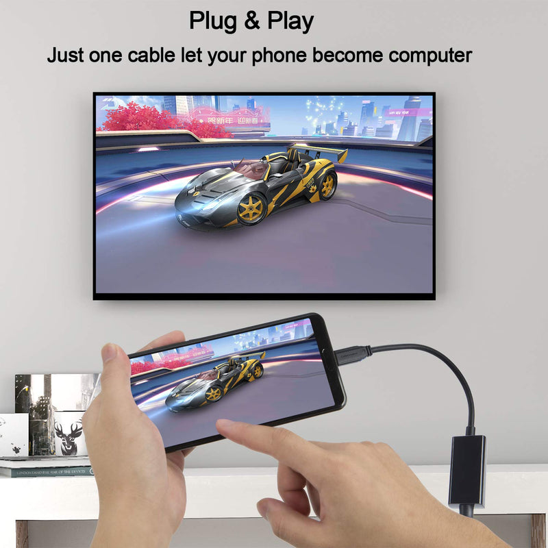 [AUSTRALIA] - USB C to HDMI Cable 15FT, CableCreation Long USB Type C to HDMI Right Angle Cable Adapter 4K, Compatible with MacBook Pro 2020 2019, Mac Mini, Surface Book 2, Galaxy S20, S20+, S10, Black 15 Feet Upward Angle 