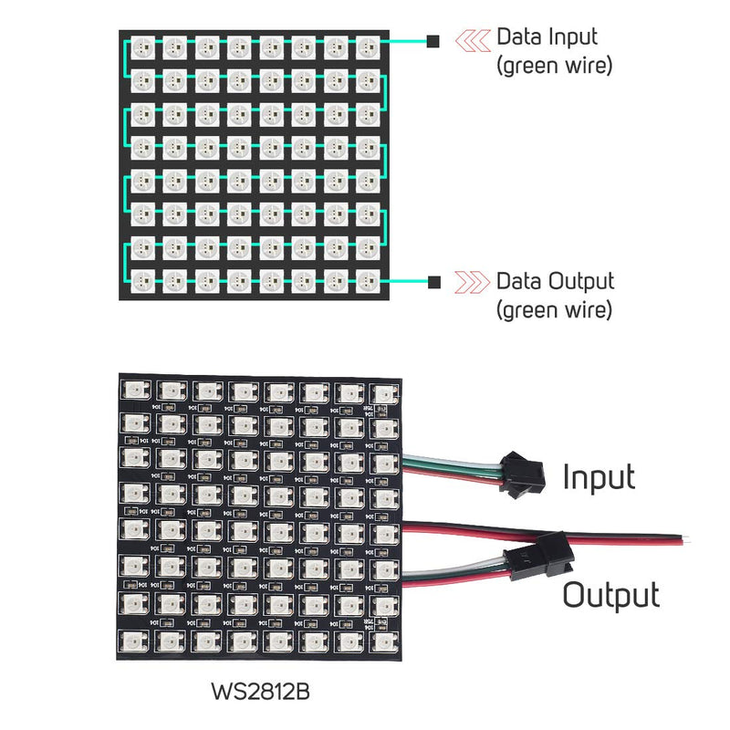 [AUSTRALIA] - BTF-LIGHTING WS2812B ECO RGB Alloy Wires 5050SMD Individual Addressable 8X8 256 Pixels LED Matrix Panel Flexible FPCB Full Color Works with K-1000C,SP107E,etc Controllers Image Video Text Display DC5V 8X8 64 Pixels 