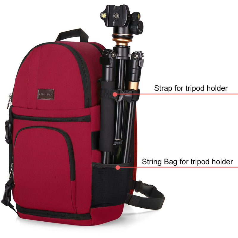 MOSISO Camera Sling Bag, DSLR/SLR/Mirrorless Camera Case Shockproof Photography Camera Backpack with Tripod Holder & Removable Modular Inserts Compatible with Canon/Nikon/Sony/Fuji, Red