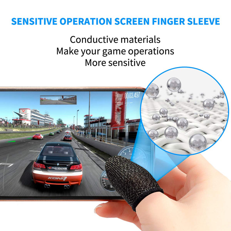 Newseego Mobile Game Finger Sleeve[6 Pack], [Thinner&Softer] Touch Screen Finger Sleeve Breathable Anti-Sweat Sensitive Shoot and Aim Keys for Rules of Survival/Knives Out for Android&iOS, Black