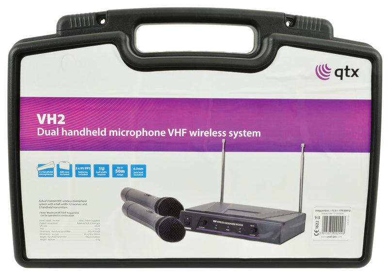 Dual Handheld Wireless Microphone System | VHF - 173.8 + 174.8MHz (VHF | 173.8 + 174.8MHz)