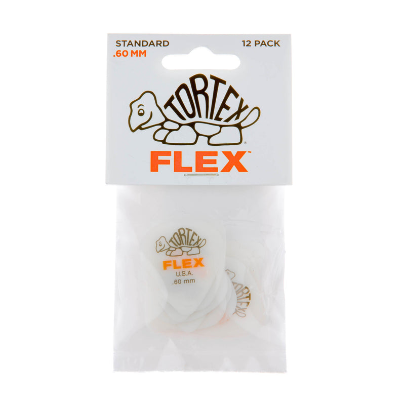 Jim Dunlop Dunlop Tortex Flex Standard .60mm Orange Guitar Pick - 12 Pack (428P.60) .60mm | White