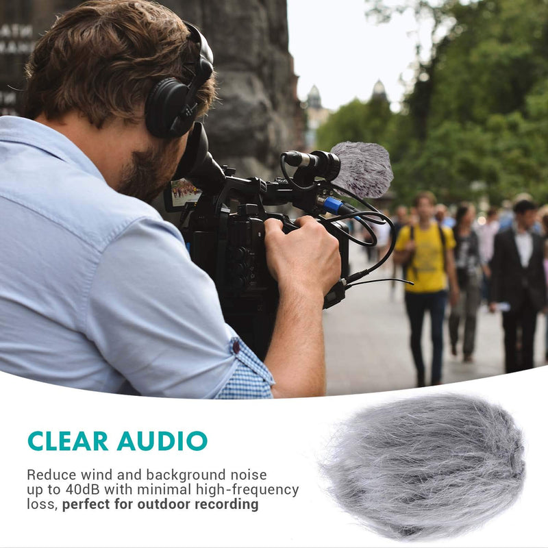 [AUSTRALIA] - Movo WS1 Furry Microphone Windscreen for Zoom H1n Recorder - Outdoor Microphone Cover for Small Microphones up to 2.5" x 40mm (L x D) (Light Gray) 