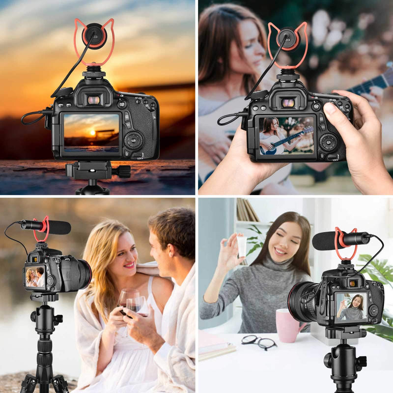 Camera Microphone,Universal Video Microphone with +10db Enhancement, Shock Mount, Deadcat Windscreen, Case for Canon Nikon Sony Panasonic Camera/DSLR/iPhone Samsung Huawei with 3.5mm Jack（MIC05）