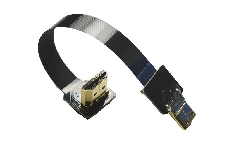 Short Flat Slim Thin HDMI Mini FPV HDMI Cable Mini HDMI Male to Standard HDMI Full HDMI Male 90 Degree Angle for Canon 5D3 5D2 Panasonic lumix GH3 GH2 Sony nex 5N 5T 5R 7N DJI Drone Gimbal (15CM)