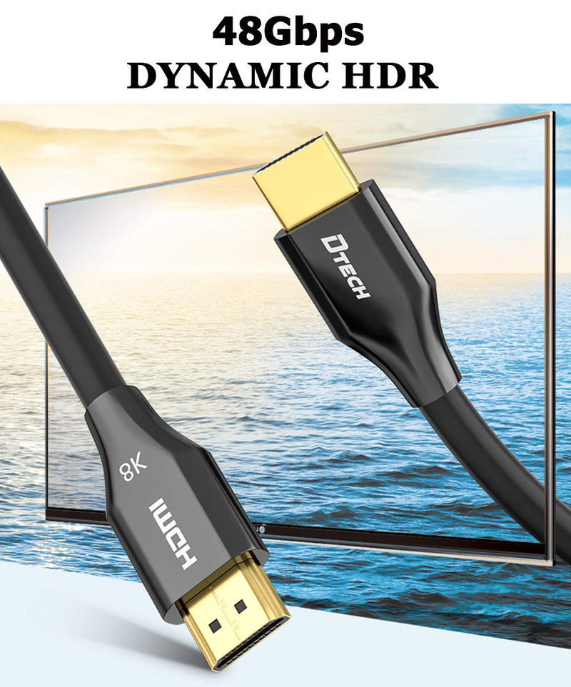 DTECH 3m 8K HDMI Cable Ultra HD 4K 120Hz 8K 60Hz HDR eARC 48 Gbps YUV 4:4:4 HDMI 2.1 Male to Male Cord for Monitor Computer Laptop (3 Meter, Black) 9.8ft/3m