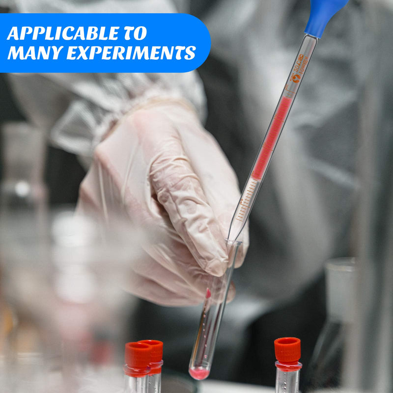 Glass Graduated Droppers Lab Pipettes Dropper Glass Liquid Pipette with Big Rubber Hats 20 cm Glass Stir Rod and Washing Brush Transfer for Liquid Essential Oil (8 Pieces, 10 ml) 8