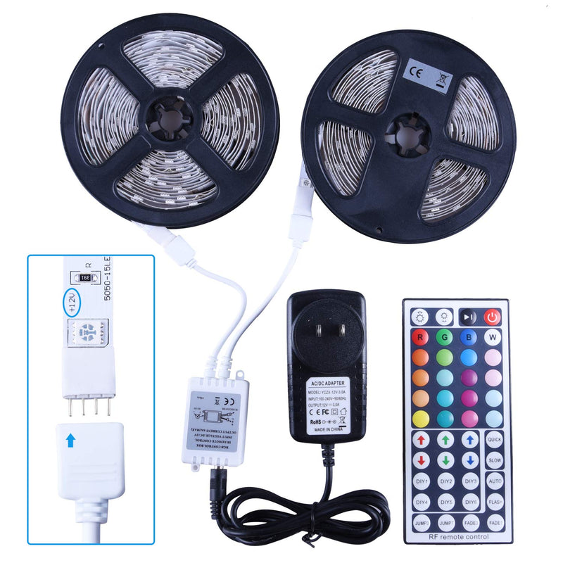 [AUSTRALIA] - SHPODA 33ft/10M RGB LED Strip Lights Kit,300LEDs,5050 RGB Rope Lights,with 44 Key RF Remote,Controller Box and Support Clips,Dimmable LED Ribbon for Party,Room,Non-Waterproof 