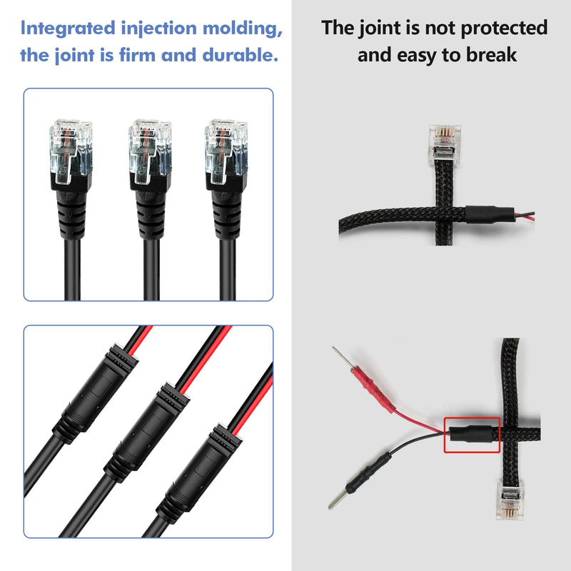 Radar Detector Hardwire Power Cord, Rearview Mirror Plug Cable, with Inline Fuse Holder,Suitable for Uniden Escort Beltronics Valentine One Cobra Whistler Radar Detector,3-Piece Set,16'' (RJ11) RJ11