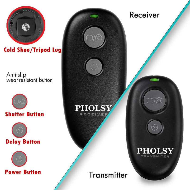 PHOLSY Wireless Shutter Camera Remote Release Control for Olympus E-M1, E-M5-II, E-M5, E-M10-II, PL8, PL7, EP-2; for Panasonic S5, S1H, S1R, S1M, S1, G95, G91, G90, G9, FZ10002, G81, GH5, GH6, G95 for Olympus / Panasonic
