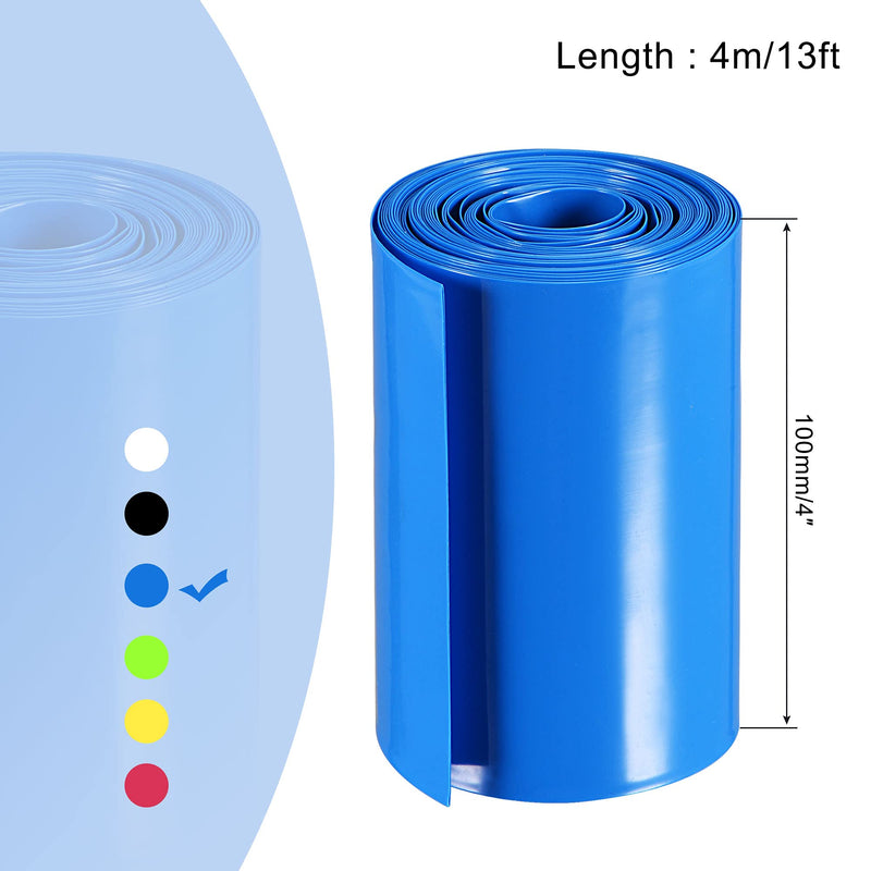 MECCANIXITY Battery Wrap PVC Heat Shrink Tubing 100mm Flat 4m Blue Good Insulation for Battery Pack