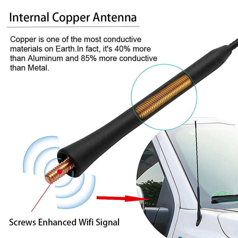 16" Copper Core Strong Signal for Dodge Nitro Avenger Journey, Toyota Mazda Hyundai Infiniti Kia Nissan Suzuki Lexus Honda Mini Long Radio Rubber Antenna FM AM