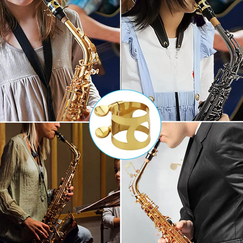 [AUSTRALIA] - Alto Sax Mouthpiece Ligature Double Screws Saxophone Gold Ligature Fastener 