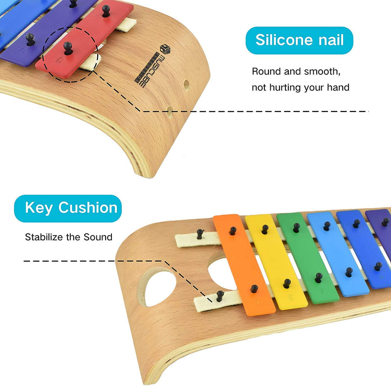 MUSICUBE Xylophone 3rd Gen Colorful Keys Kids Xylophone, Professional Tuning, Advanced Bent Wood Xylophone for Adult and Kids with Easy Pack-Up Stick Design