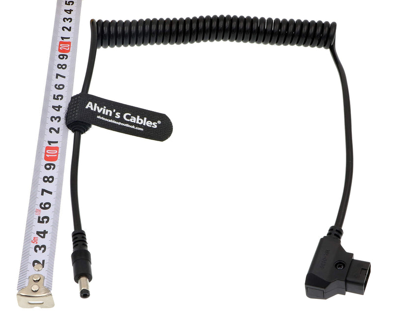 Alvin's Cables Power Tap D Tap to 2.1 DC 12v Spring Cable for KiPRO LCD Monitors Coiled Cable Straight DC Connector