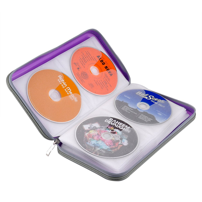 [AUSTRALIA] - Wismart 72 Capacity Heavy Duty CD DVD Blu-ray Media Case Storage Holder Organizer Wallet (Purple) Purple 