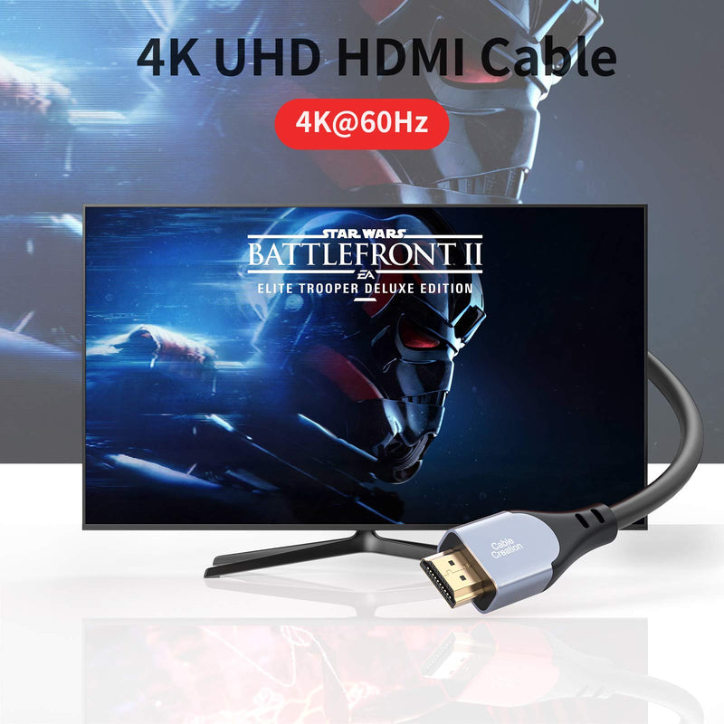 HDMI Cable 4K@60Hz 10 ft, CableCreation HDMI 2.0 Cable, High-Speed 18Gbps, 4K HDR, 3D, 2160P, 1080P, Ethernet Support, Compatible with UHD TV, PS5/PS4, Xbox One, Blu-ray, PC, Projector and More 10ft Gray