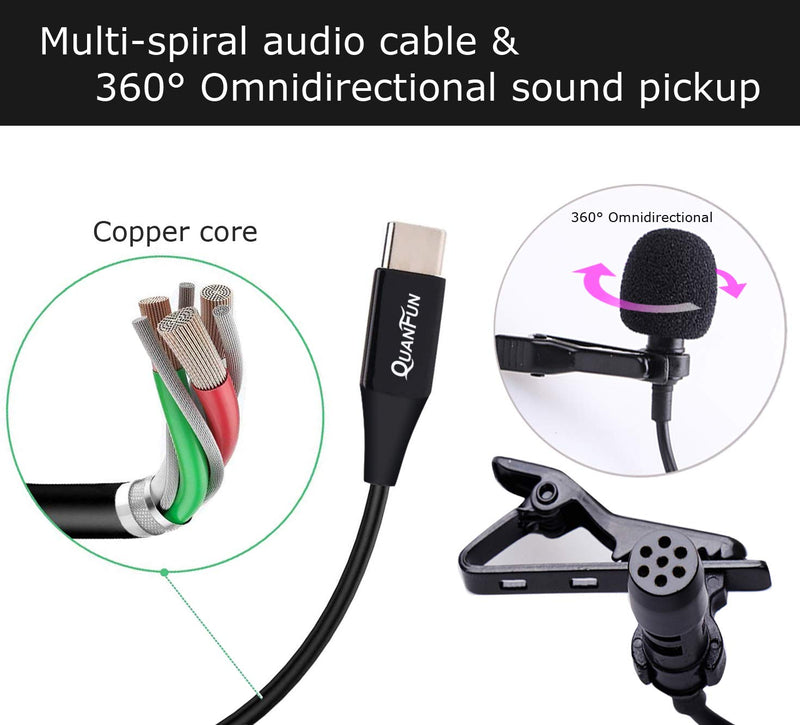[AUSTRALIA] - Professional Lavalier Lapel Microphone for TYPE-C, Mini Omnidirectional Condenser Mic Recording Clip-on Mic for iPhone Android Smartphone Audio for Youtube/Interview/TIKTOK/Vlogging (79") For Type C 