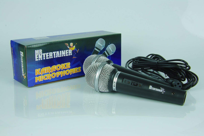 Mr Entertainer MKM222 Dynamic Handheld Karaoke Microphones (Pair). Perfect for use with Karaoke Machines (Black) Black