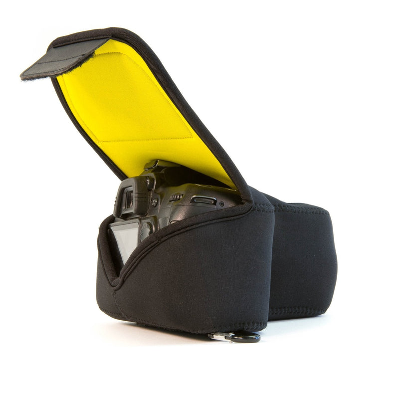 MegaGear MG088 Nikon D3500, D3300, D3400, D5100, D5200, D5300, D5500, D5600 (18-55 mm) Ultra Light Neoprene Camera Case, Black insade Yellow