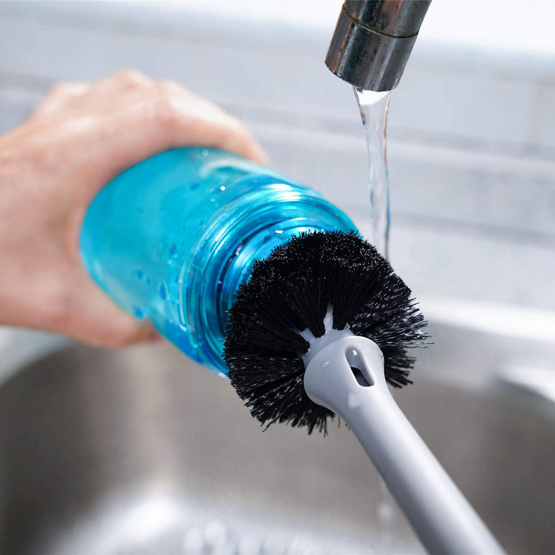 2-in-1 Bottle Brush with Straw Brush, Long Handle Water Bottle Scrubbing Brush, Built for Cleaning Sport Bottles, Baby Bottles, Water Bottles, Coffee Mugs, Tumblers, Wine Decanters, Flask, 1 Pack 1 Count (Pack of 1)