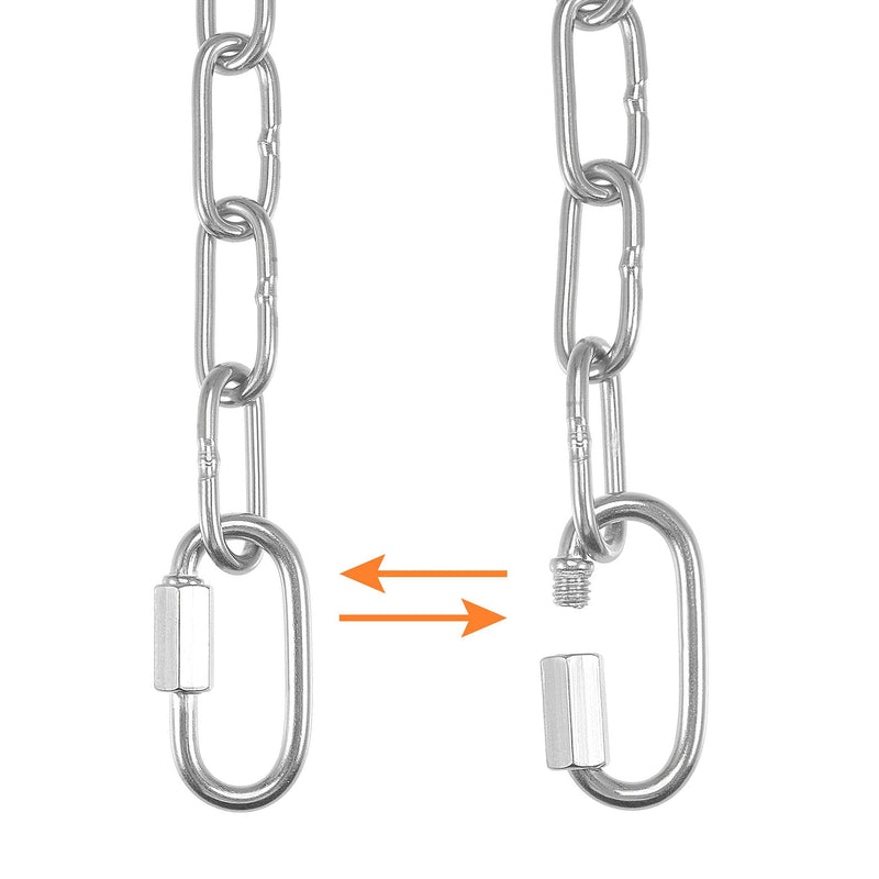 [AUSTRALIA] - uxcell Proof Coil Chain 1.2 Meter 2.95mm Thick 176Lbs Load Capacity with 2 Quick Link, Zinc Plated 304 Stainless Steel for Clothes Hanging Guardrail 