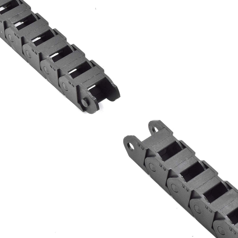 Plastic Drag Chain Cable Carrier Closed Type with End Connectors R28 15 x 15mm L1000mm for Electrical CNC Router Machines