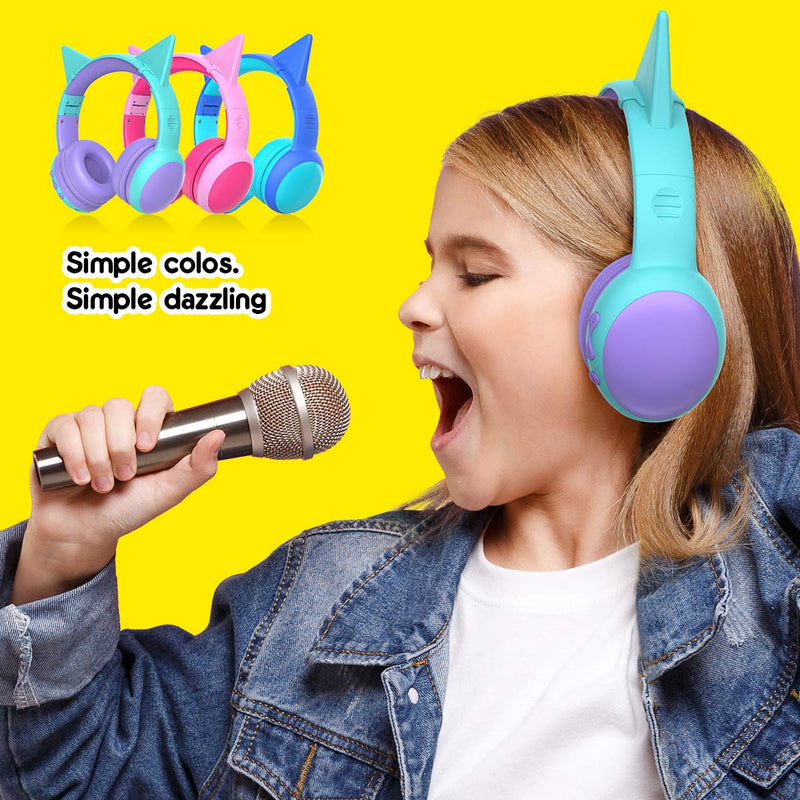 gorsun Bluetooth Kids Headphones with Microphone,Children's Wireless Headsets with 85dB Volume Limited Hearing Protection,Stereo Over-Ear Headphones for Boys and Girls (Purple) Purple