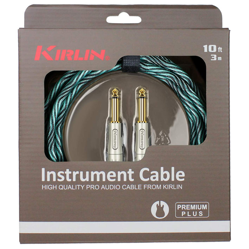 Kirlin IWB-201PFG-10FT/WBB FABRIC PREMIUM WAVE INSTRUMENT CABLE - BLUE/TURQUOISE