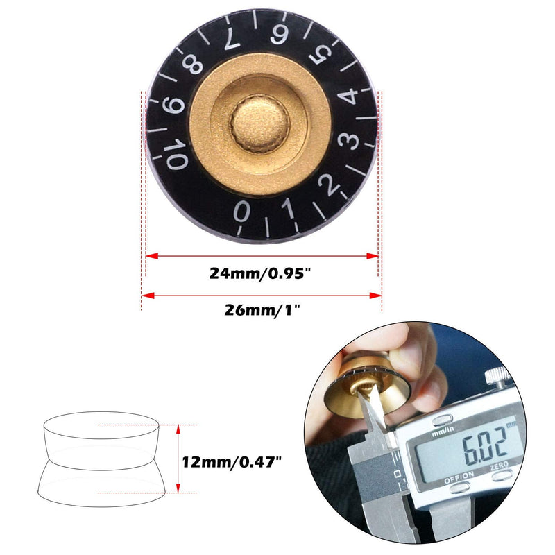 Taiss 4Pcs Amber Top Hat Knobs Electric Guitar Bass Speed Volume Tone Control Knobs Fits 6mm/0.24" Rotary Shaft Musical Instruments and Radios Parts Replacement KNOB-S32