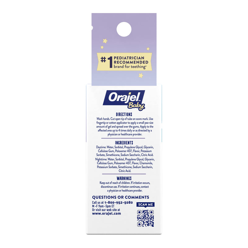 Orajel Baby Daytime and Nighttime Non-Medicated Cooling Gels for Teething, 2 tubes, 0.18 oz each