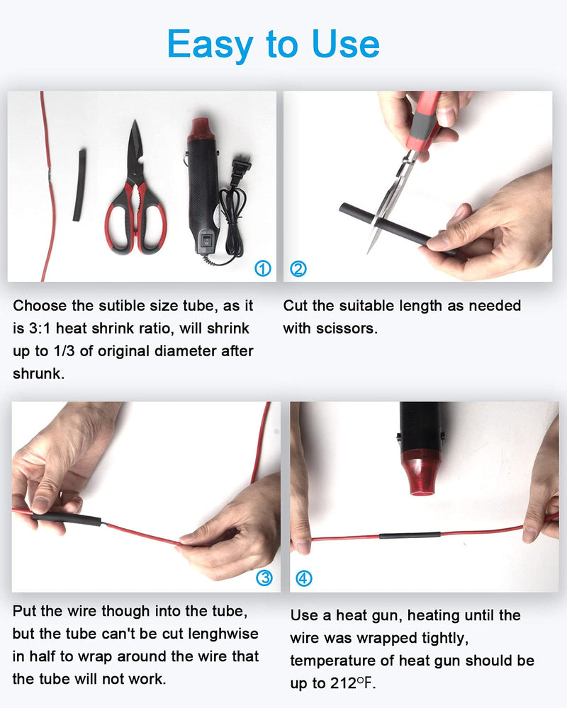 MILAPEAK 270 PCS Heat Shrink Tubing Kit - 3:1 Ratio Adhesive Lined, Marine Grade Shrink Wrap - Automotive Industrial Heat-Shrink Tubing - Black, Red