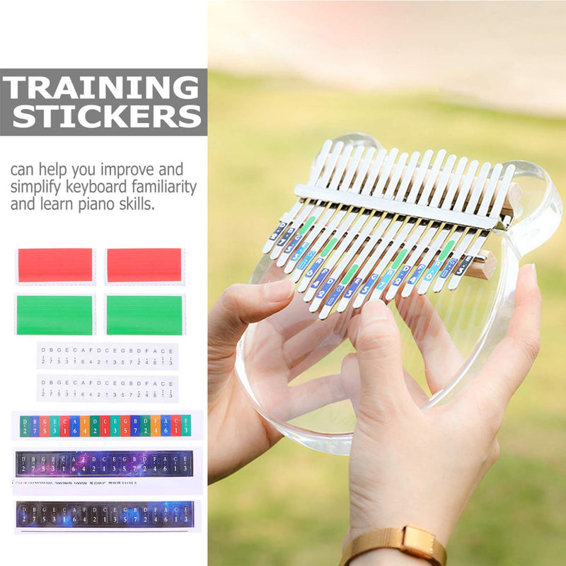EXCEART 5 Sets Kalimba Note Stickers Thumb Piano Note Sticker 17 Keys Finger Instrument Training Note Decoration Sign for Starter Beginner (Random Style)
