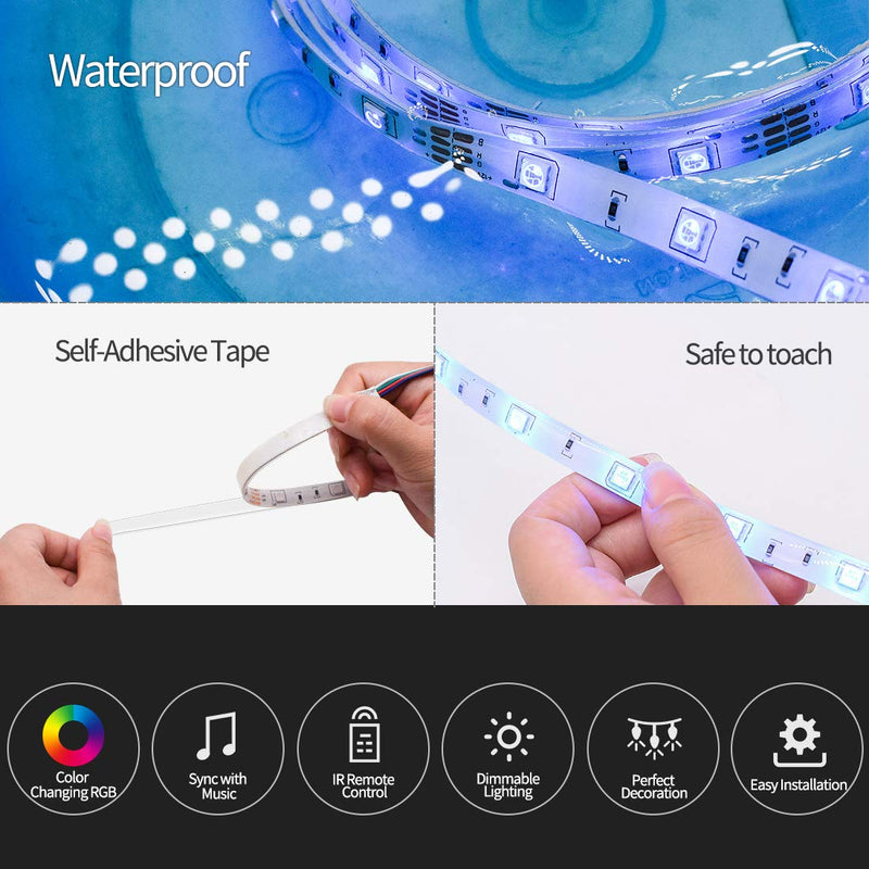 [AUSTRALIA] - WEILY Led Strip Lights 32.8ft/10m Waterproof Music Sync RGB Led Light Strips 32.8ft Waterproof 