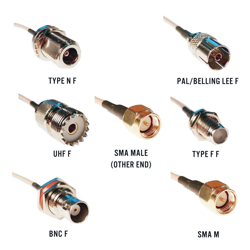 [AUSTRALIA] - RTL-SDR Blog SMA Male to SMA M, BNC F, Type N F, Type F F, UHF F, PAL F RG316 20cm Pigtail Adapters Kit 