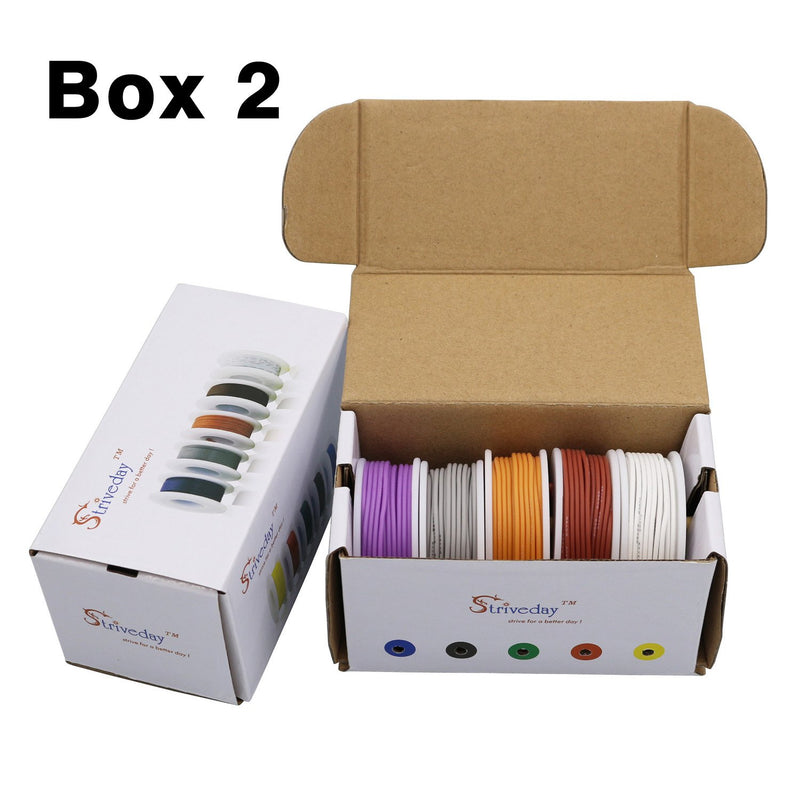 Striveday 30 AWG Flexible Silicone Wire Electric wire 30 gauge Coper Hook Up Wire 300V Cables electronic stranded wire cable electrics DIY BOX-2 30AWG Silicone wire Box2=Brown+White+Grey+Orange+Purple