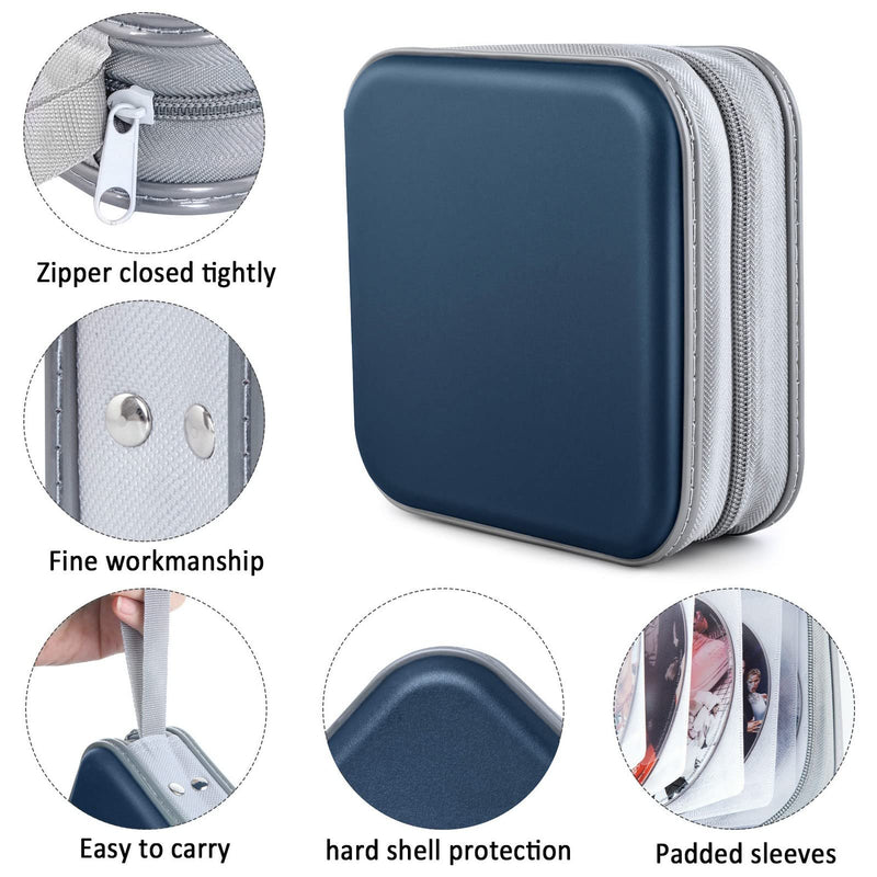 [AUSTRALIA] - Bivisen CD Case, DVDS Wallet Holder, CD/DVD Case Wallet 40 Discs Heavy Duty Bag Binder Storage Booklet Album (Dark Blue) Dark Blue 