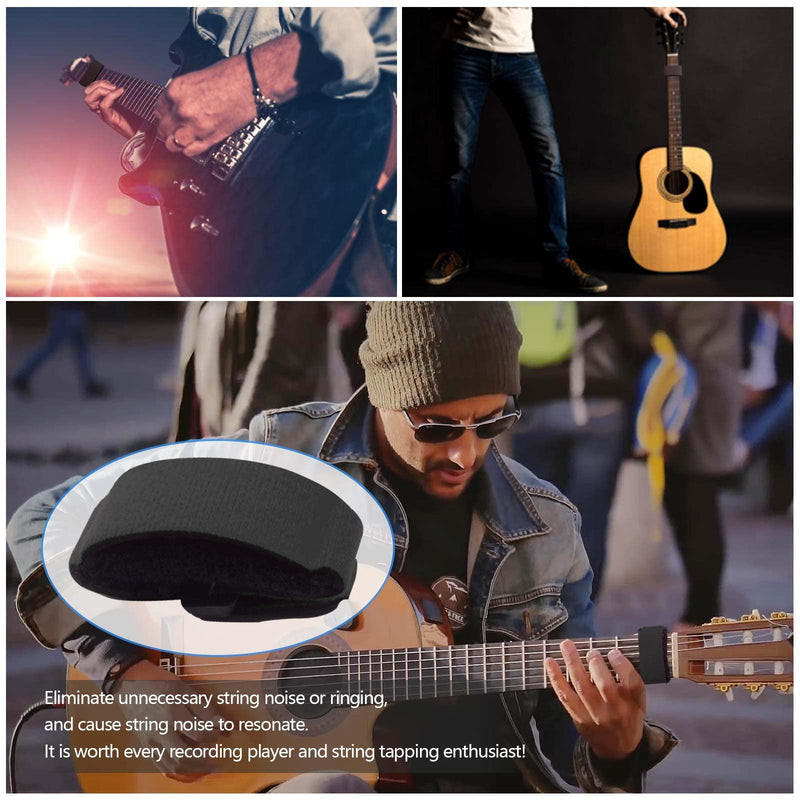 Rockhouse String Muter, Universal Guitar Fret Dampener, String Wraps for 4-string, 6-string instruments Black 2-pack(Small, Medium)