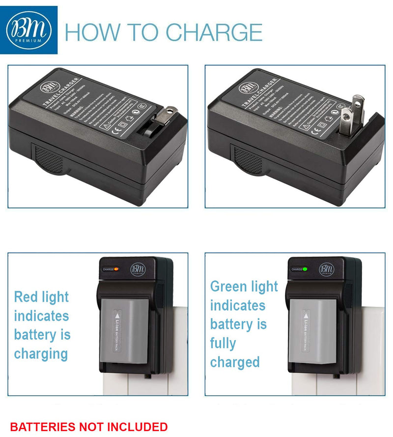 BM Premium NP-FH50 Battery Charger for Sony CyberShot DSC-HX1 DSC-HX100V DSC-HX200V HDR-TG5V DSLR A230 A290 A330 A380 A390 Digital Cameras (BC-TRV Replacement)