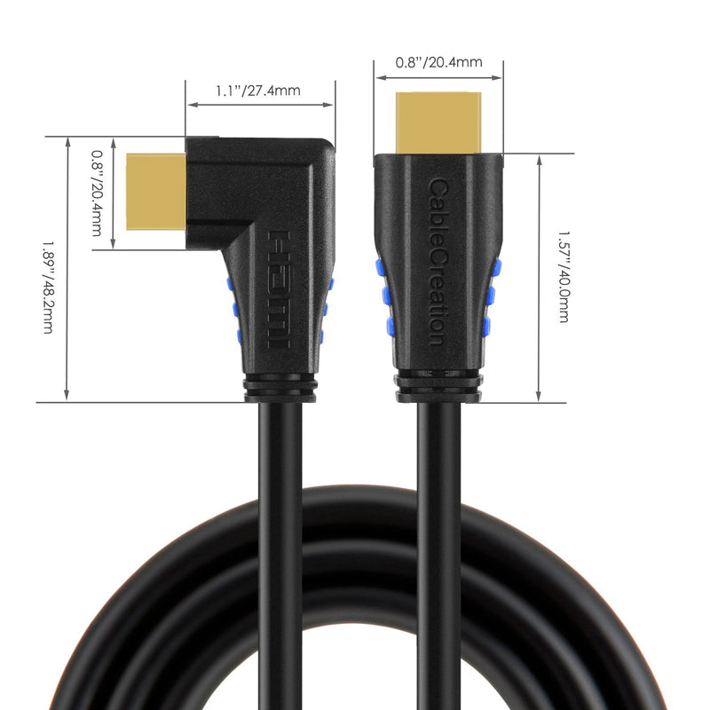 [AUSTRALIA] - HDMI Cable, CableCreation 3 Feet Left Angle 90 Degree Vertical Left 4K HDMI 2.0 Cable, Support 4K Ultra HD, 3D Video, Ethernet, Audio Return Channel, Black 3ft 