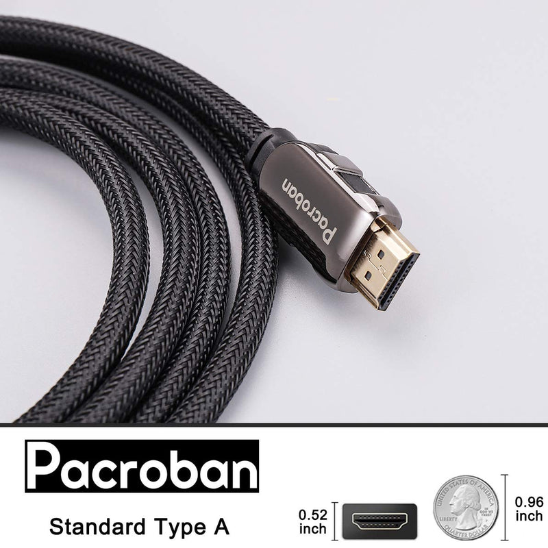 Pacroban 8K HDMI 2.1 Braided Cable (3ft) Supports 48Gbps Ultra High Speed, 8K 5K 4K 1080p at 120Hz 60Hz, Dynamic HDR, Dolby Vision, Dolby Atmos, eARC 1 3ft