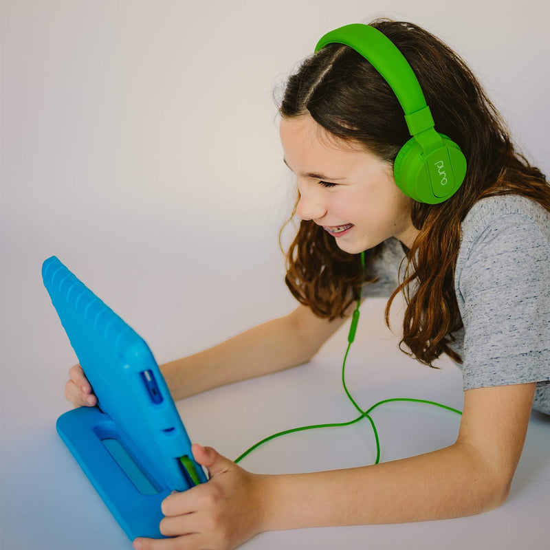 PuroBasic Volume Limiting Wired Headphones for Kids, Boys, Girls 2+ Foldable & Adjustable Headband w/Microphone, Compatible with iPad, iPhone, Android, PC & Mac – by Puro Sound Labs, Green