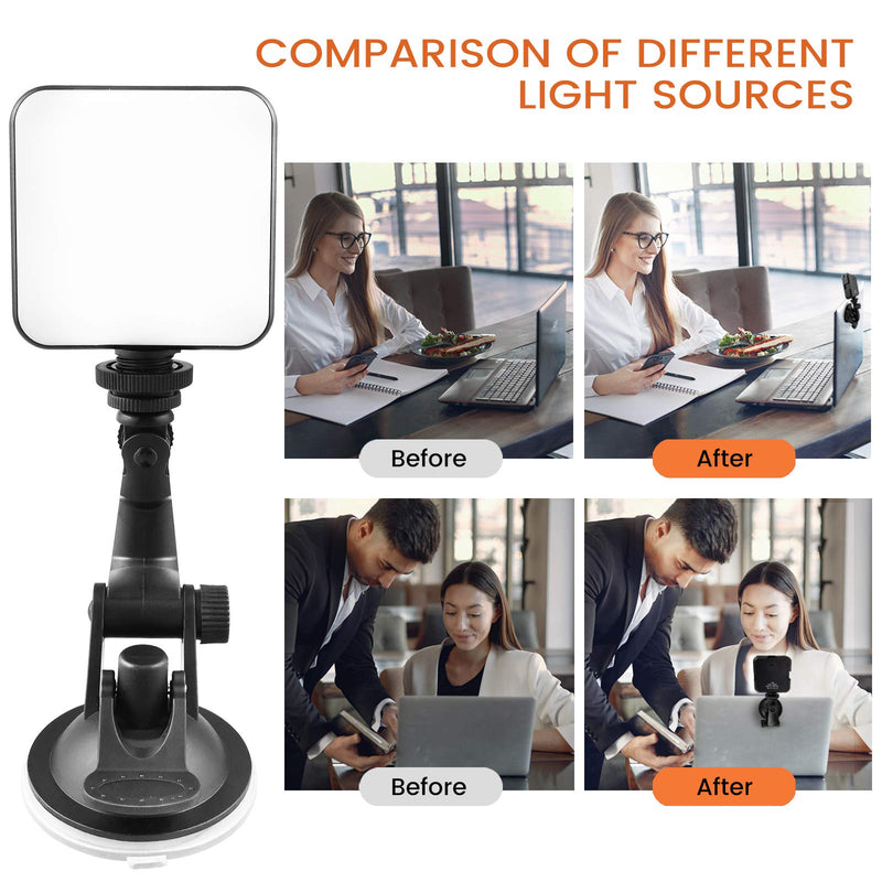 Video Conference Lighting Kit,Webcam Light and Zoom Lighting for Computer with Suction Clip,Buit-in 2000mAh Battery Laptop Light for Video conferencing/YouTube/Live Streaming black