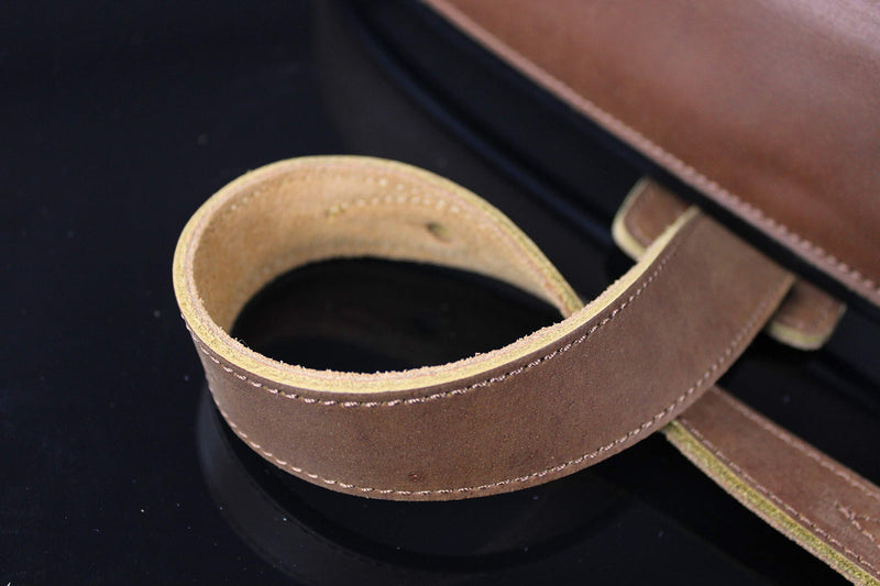 Iconic Leathers 3.25" Wide Natural Brown Dual Padded Leather Guitar and Bass Strap IL-5NatBrn