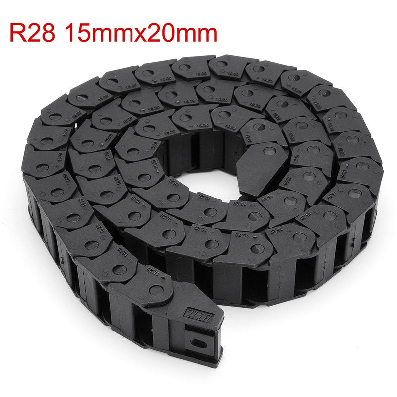 uxcell R28 15mm x 20mm (InnerH*InnerW) Black Plastic Wire Carrier Cable Drag Chain 1M Length for CNC