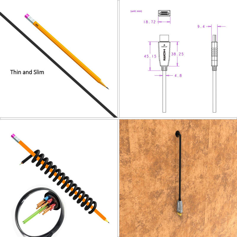 HDMI Fiber Cable RUIPRO 4K60HZ HDR 6 feet Light Speed HDMI2.0b Cable, Supports 18.2 Gbps, ARC, HDR10, HDCP2.2, 4:4:4, Ultra Slim and Flexible HDMI Optic Cable with Optic Technology (2m) 2m