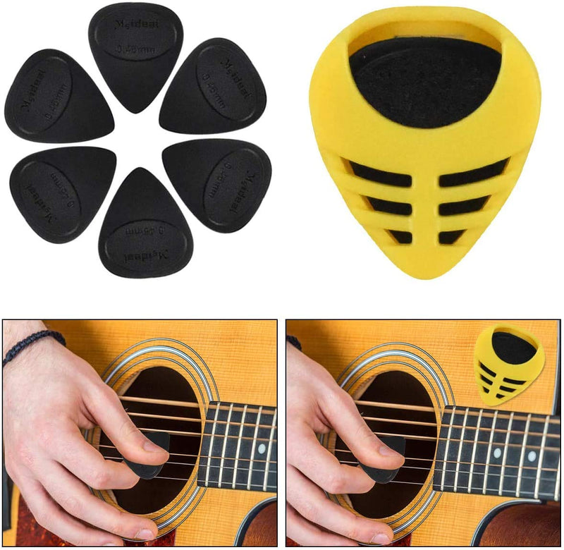 Pinsheng 20 Pcs Guitar Fingertip Protectors with 10 Pcs Guitar Picks,Silicone Guitar Finger Guards Plectrum Anti-skid Fingertip Protection Covers Clear Finger Caps