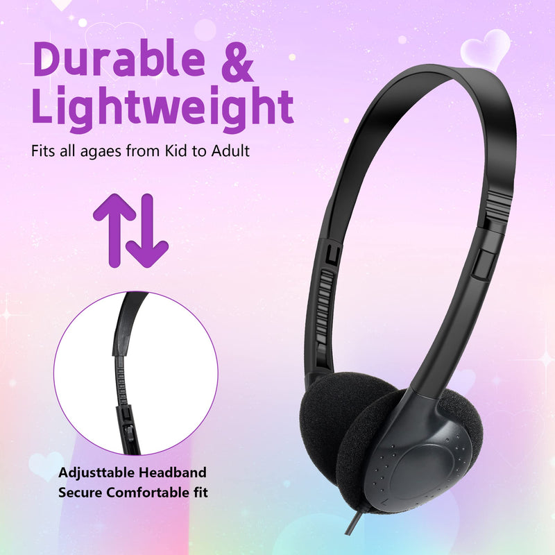 ZXQZYM Kids Headphones Bulk 10 Pack for School Students Children Teen Boys Girls, Wholesale Bulk Headphones for Classroom Earphones (Black)